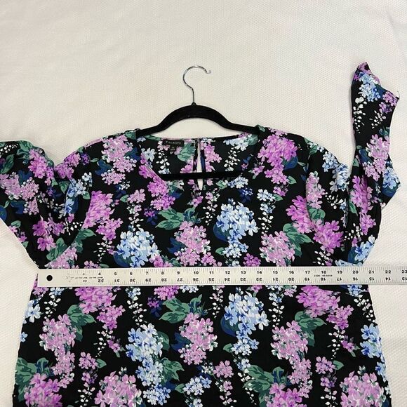 Talbots Lavender‎ Black Floral Waist Tie Blouse - Picture 5 of 8